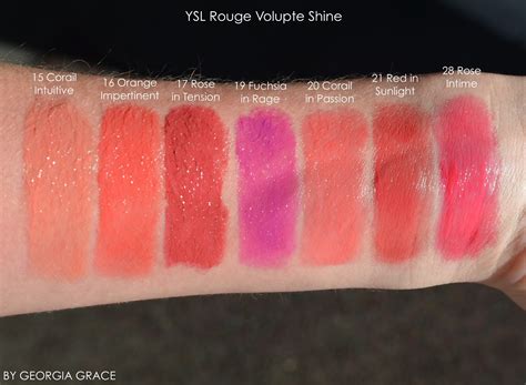 ysl op art coral swatches|7 ysl rouge volupte shine oil.